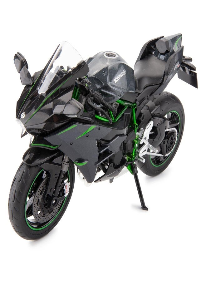BDTCTK Plastic Compatible For 1:9 Kawasaki Ninja H2R Motorcycle Diecast Model, Suspension And Free Roller, Toy Car, Motorcycle Collection, Gift Black, For Kid - Image 1
